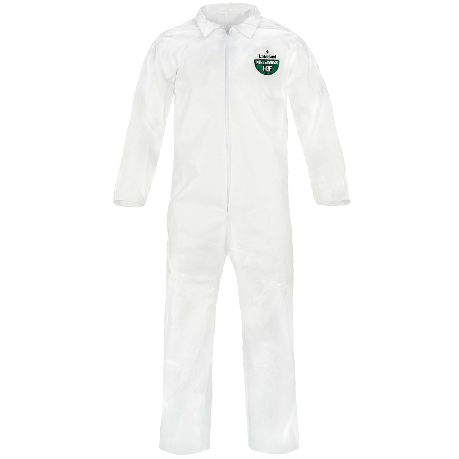 Hazmat Suit Unisex Industrial Coverall Disposable PPE Jumpsuit Light Duty with Open Ankles & Elastic Cuffs, White (1, White, X-Large)