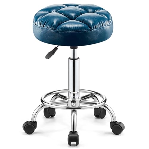 Tabourets pivotants à roulettes rouges avec repose-pieds et hauteur réglable