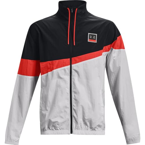 Under Armour Men's UA 21230 Full-Zip Jacket Windbreaker colour block black white orange Men's Size X-Large XL