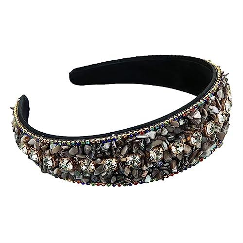 MUQINGWAN Ladies Fashion Headband, Rhinestone Decoration Candy Color Girls Headband for Party Accessories (Black)
