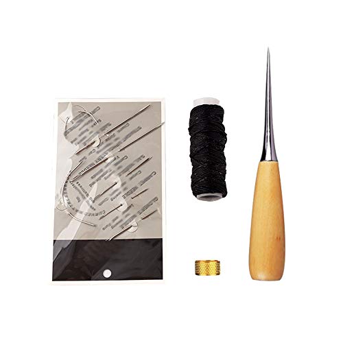 Ferramenta de reparo de couro artesanal para estofamento curvado Agulhas de costura à mão com fio de