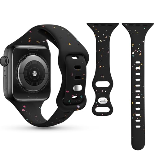 Bracelet fin Apple Watch anti-transpiration pour petits poignets de femmes, silicone 44mm