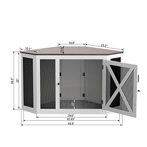 Xilingol Corner Dog Crate Furniture, Wooden Dog Kennel Side End Table, Indoor Dog Cage Dog House For Small Medium Large Dog, Pet Crate Indoor Use #TOP5
