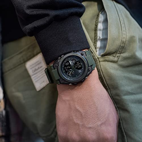 KXAITO Analog-Digital Men's Watch (Black Dial Green Colored Strap)