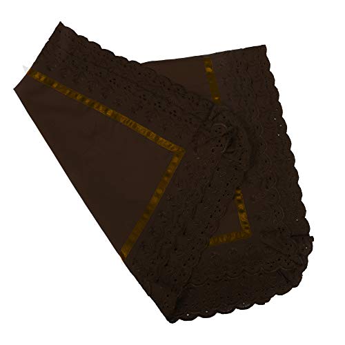 Image of VHC 100% Cotton Lace Pillow Cover /Case Set (Pack of 2) -Coffee Brown