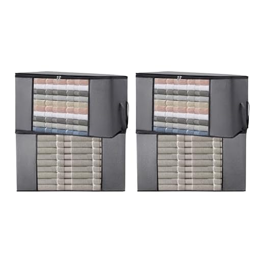 ALPOONS® - Bolsa de almacenamiento (90 L, 4 unidades) hecha de tela no tejida transpirable de 150 g/m² extra gruesa para guardar la ropa. Bolsa de almacenamiento para edredones que mantiene el orden