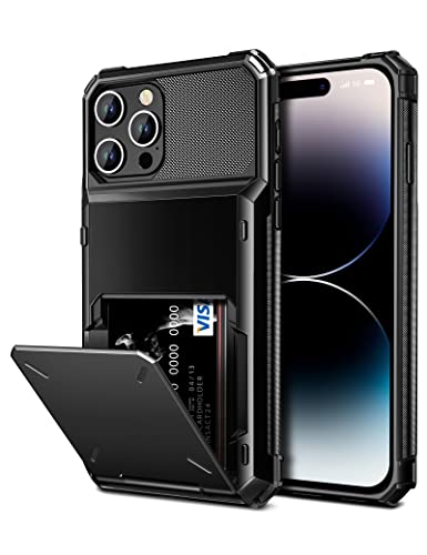 Vofolen for iPhone 14 Pro Case Wallet with Card Holder 4-Card Slots Black