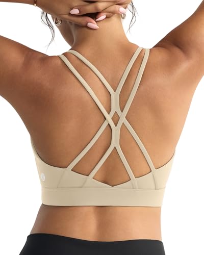 Image of RUNNING GIRL Sports Bras for Women,Strappy Crisscross Back Padded Low Impact Running Sports Bra with Removable Cups