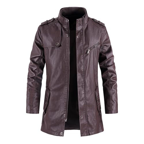 Veste d'hiver pour homme business loisirs cuir café L