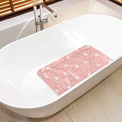 Alfombrilla de ducha Bennigiry rosa para evitar resbalones en la bañera con textura rectangular 6