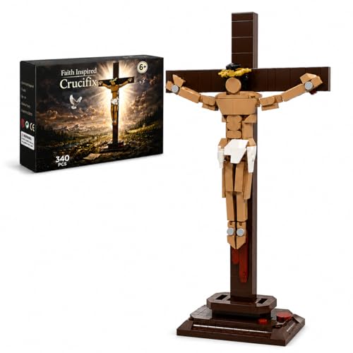 PDQAZIR Jesus Crucifix Building Blocks, 340PCS Jesus Cross Building Set