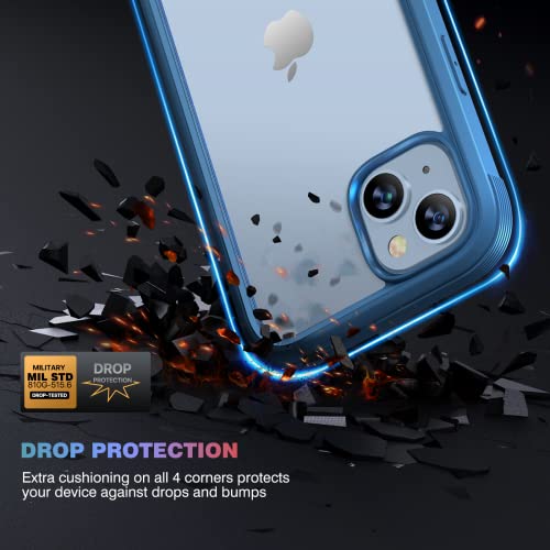 Diaclara Designed for iPhone 14 Plus Case, Full Body Rugged Case with Built-in Touch Sensitive Anti-Scratch Screen Protector, with Camera Lens Protector for iPhone 14 Plus 6.7" (Blue and Clear) - Thumbnail 3