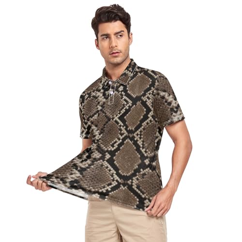 Polo col python marron pour homme manches courtes vêtement respirant taille S-XL