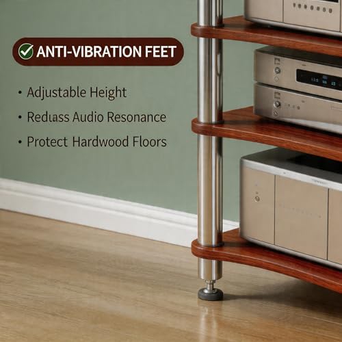 Support multimédia AV étagère bois meuble hifi pour composant stéréo - 8