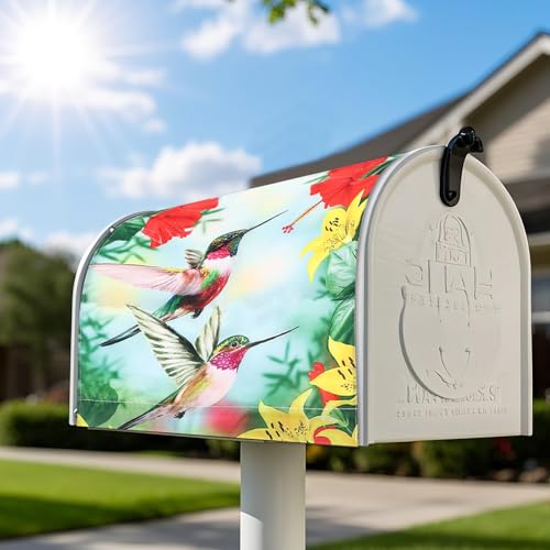 Image of Mailbox Covers Magnetic Standard Size 18 x 21 Inch Beautiful Flowers in Spring,Mailbox Wraps for Garden Yard Home Outdoor Decor (Hummingbird)