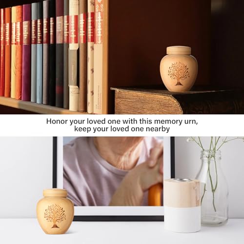 Small Urns for Human Ashes Keepsake Set of 1,Mini Urns for Ashes Made of Bamboo with Tree of Life Pattern Engraved,Mini Cremation Urn for Human Pet Ashes,Hold Ashes Up to 6.1 Cubic Inches - Thumbnail 6