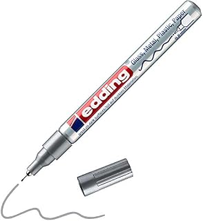 edding 780 gloss paint marker - silver - 1 paint marker - extra-fine round nib 0.8 mm - paint pen for glass, pebbles, wood, plastic, paper - waterproof, high coverage