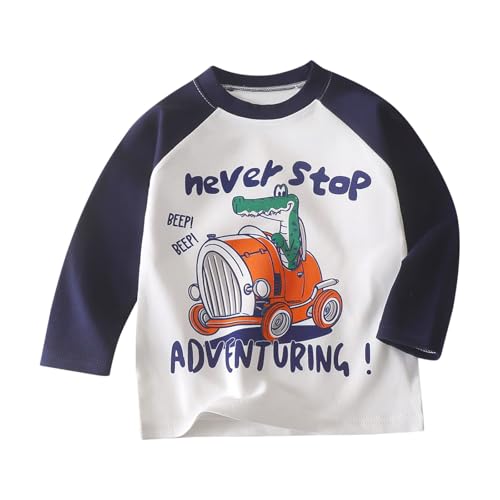 Infant Baby Cotton Long Sleeve T Shirts Crewneck Comfy Soft Pullover Toddler Girl Boy Cute Cartoon Stripe Graphic Outfits