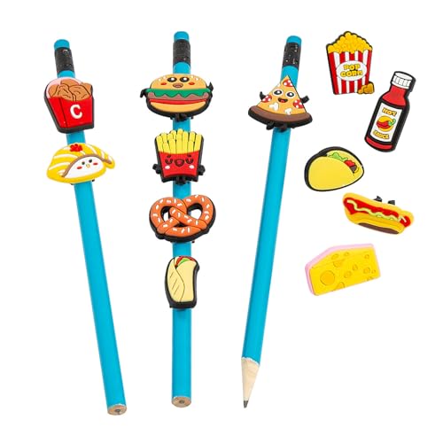 Adornos de goma para lápices temáticos comida - 24 piezas miniatura 1