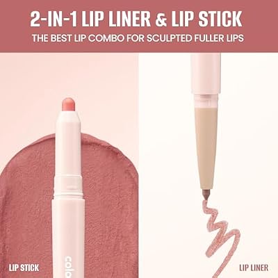 COLORGRAM All In One Over-Lip Maker 01 Warm Peach | Versatile Lip Liner & Contour with Natural Shades, Matte finish, Bigger er Lips, Plumping effect, Smooth creamy texture