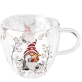 Entdecke die Magie der Winzigen Teetassen für Wichtel – Klein, aber oho! 12 Ambiente Teetasse Tasse für Heissgetränke Glas Borosilikat doppelwandig 0,2L Wichtel Zwerg in Winterlandschaft Advent Weihnachten Geschenk