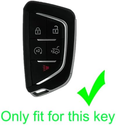 Miniatura 2 de 2 fundas protectoras de silicona de goma negra con 5 botones para llavero inteligente sin llave compatible con Cadillac CT4 CT5 2020 2021 2022 2023