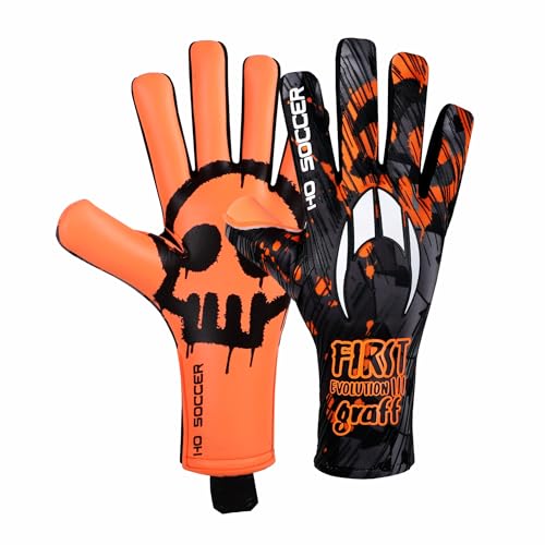 HO Soccer First Evolution III Graffiti Creepy Orange Guantes de Portero, Unisex Adulto, Orange/Black, 7