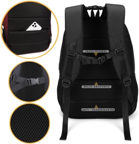 Mochila Bolsa Unissex Anti Furto Reforçada, Semi Impermeável, Notebook, Escolar, Trabalho, Viagem, E