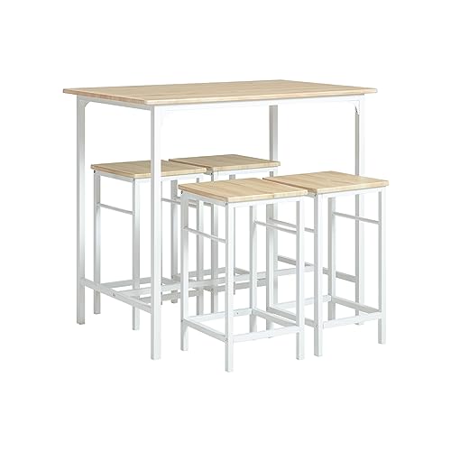 SoBuy Set Tavolo da Bar Alto con 4 Sgabelli Tavolo