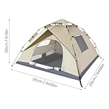 JF HOME BLISS 3-4 Person Pop-Up Tent – Waterproof & UV Protection Instant Camping Tent for Hiking, Lightweight 215x215x130cm, Easy Setup, Ideal for Outdoor Adventures, Family Trips & Festivals (Beige) - Image 5