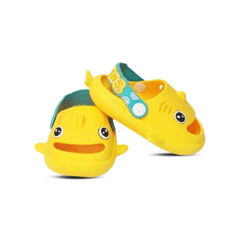 MOON MAMA Kids Cute Shark Slide Slippers, Foot Wear for Boys & Girls, 6-12 Months, Yellow (B0DBM1VB99) Amazon Price History, Amazon Price Tracker