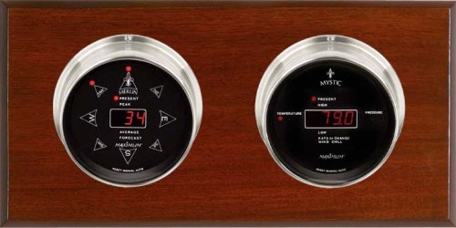 Maximum Sorcerer Two-Instrument Weather Station - Mahogany, Brass Case, Black Dial