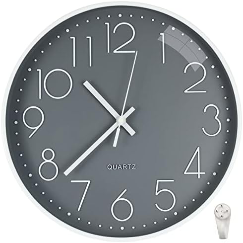 October Elf Round Wall Clock, 12 Inch Non Ticking Living Room Battery Operated Clock For Bedrooms Office Kitchen Class Room