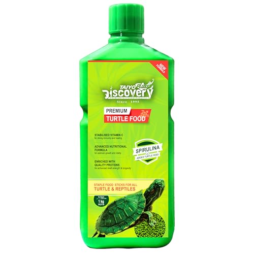 Image of Taiyo Pluss Discovery Turtle Food - 1 kg Long Container (Improved Formula) | Complete Daily Nutrition Sticks with Spirulina & Vitamin C | Floating Sticks to Support Shell Strength & Growth