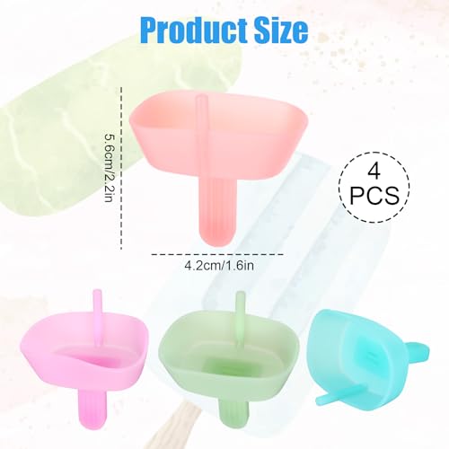 4 Stück Eishalterung Kinder, Silikon Eis Tropfschutz Stiel Halter mit Strohhalm für Eislutscher Unterschiedlicher Größe, Wiederverwendbares Eis Zubehör für Jungen & Mädchen in Bunt