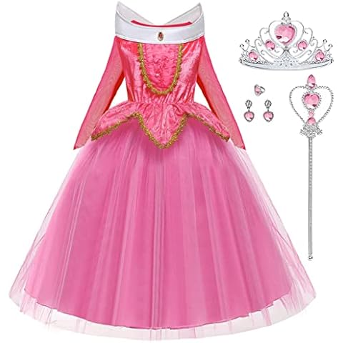 LiUiMiY Girls Princess Dress Up Costume Halloween Carnaval Christmas Cosplay Dress with Accessories Pink, 2-3 Years (Tag 100) Cover