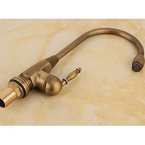 Robinet compatible avec évier de cuisine 1 trou mitigeur rétro laiton - 6