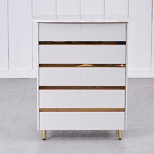Image of Home Centre | Vegas Chest of 5 Drawers | Chest of Drawers for Bedroom | Engineered Wood | Grey | 1 Year Warranty