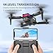 Drones with Camera for Adults 4k HD FPV, Foldable Remote Control Drone, Quadcopter Toys Gifts for Boys Girls with Altitude Hold Headless Mode and Led Flash Bar, One Key Start Speed Adjustment, 3D Flips (2xBattery)