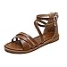 AUXDIQ Sandalias planas con tiras para mujer Sandalias con tiras en el tobillo Sandalias romanas de verano de tacón bajo ajustables Marrón 40 EU