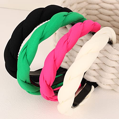 Drnytunk Headbands For Women,4Pcs Twists Braided Headbands Knotted Wide Headbands For Women Girls Cute Fashion Head Wrap In Solid Color Non-Slip Hair Accessories For Daily Festival Gifts #TOP4