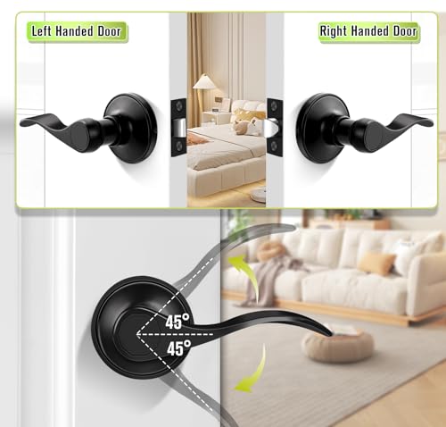 Probrico Matte Black Door Handles Interior Passage Door Levers Hall Closet Handles Keyless Interior Non-Locking Lever with No Keys by Probrico - Image 3