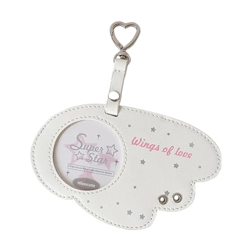 Funda para tarjetas con forma de ala de ángel con clip de metal, protector de poliuretano impermeable, organizador de tarjetas fotográficas para mochilas, bolsos, funda impermeable