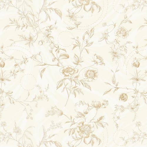 Dimoon Floral Wallpaper Peel and Stick Beige Contact Paper Vintage