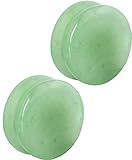 Set of 7/8 Inch Semi-Precious Jade Ear Gauges, 22mm Solid Gemstone Double Flared Saddle Plug Earrings