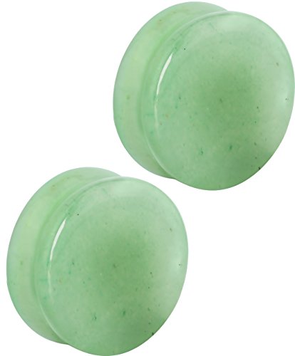 Forbidden Body Jewelry Plug Gauges, Stone Gauges, Stone Plugs, Set of 7/8 Inch Semi-Precious Jade Ear Gauges Double Flare Saddle Plug Earrings 22mm (Sold as Pairs)