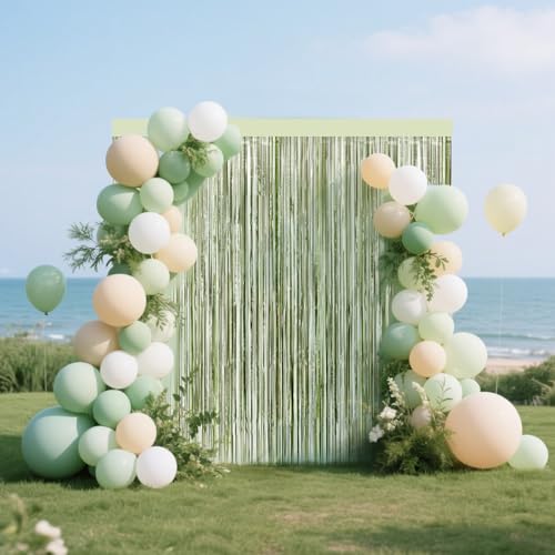 4 cortinas de flecos verdes para fondo fotográfico 3.3x6.6 ft miniatura 5