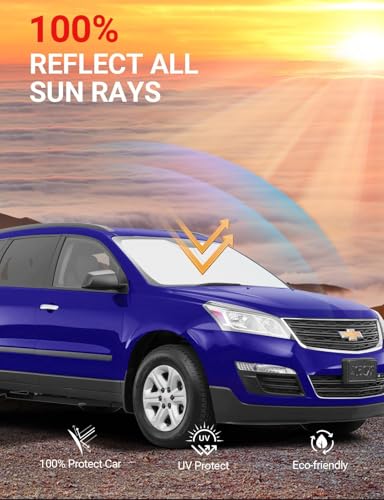Image of Proadsy 2026 Upgrade Front Windshield Sun Shade Foldable Sunshade Protector Custom Fit 2018-2023 Traverse LS, LT, RS, Redline, Premier, High Country SUV Accessories