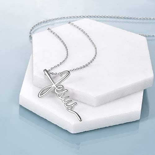POPLYKE Cross Necklace for Women 925 Sterling Silver Faith Hope Jesus Necklace Religious Jewelry Christian Gifts for Women3