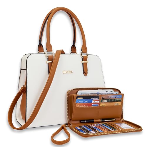 Image of Qiyuer Satchel Purses For Women Handbag And Wallet Set Tote Bag | Premium Vegan Leather,Matching Wallet,RFID Blocking,Work,Casual